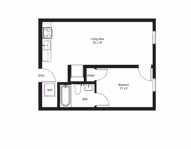 1 Bedroom 421 floor plan
